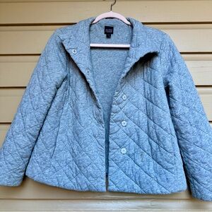 Eileen Fisher Quilted Jacket Size Small Grey Casual Cotton